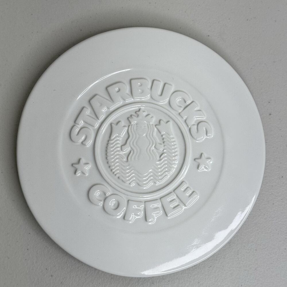 Starbucks Coffee Mermaid Siren Logo White Ceramic Trivet Highwave Porcelain USA